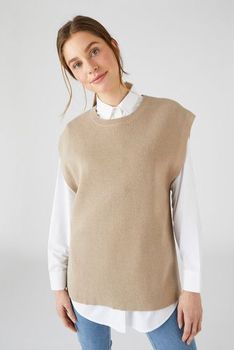 Pull sans manches maille perlée