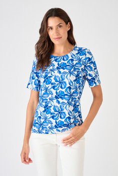 T-shirt maille reliéfée fleurie