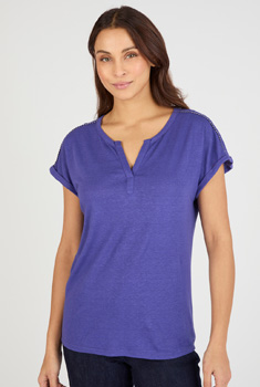 T-shirt mélange lin, détails tressés
