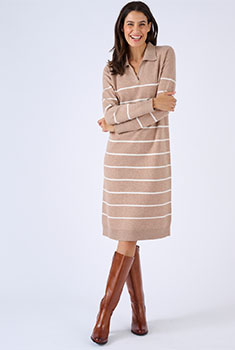 Robe-pull col polo rayée