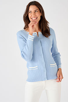 Cardigan côtes plates fantaisie