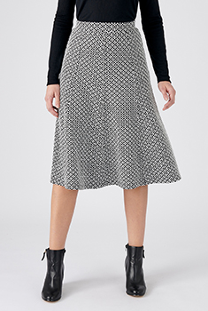 Jupe enfilable évasée maille jacquard stretch