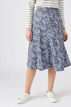 Jupe évasée maille chaude imprimé fleurs