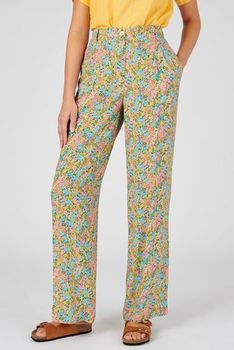 Pantalon tissu crêpe fluide fleuri