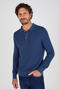 Pull col polo en maille fantaisie