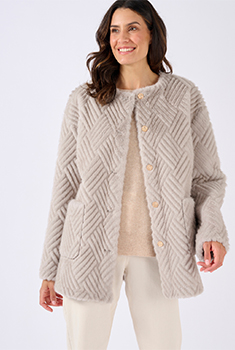 Veste imitation fourrure et suédine