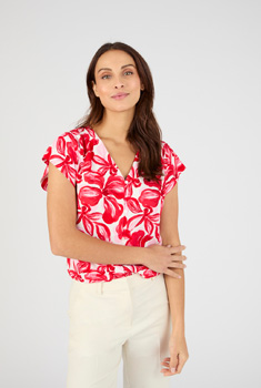 Blouse à smocks en pure viscose