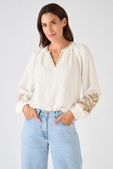 Blouse brodée en gaze de coton