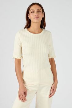 Pull torsades manches à volants