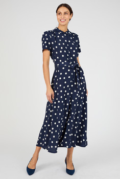 Robe-chemise viscose fluide imprimé pois