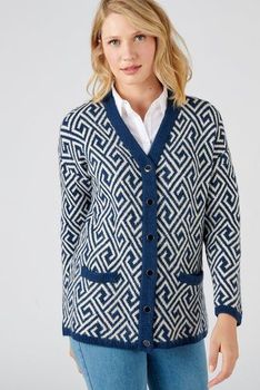 Gilet long jacquard graphique