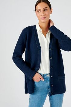 Gilet long maille nid d'abeille