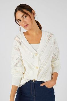 Gilet maille effet crochet pur coton