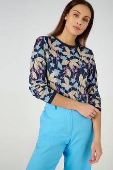 T-shirt maille côtelée fleurie