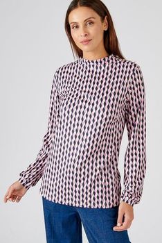 T-shirt col montant imprimé graphique maille chaude