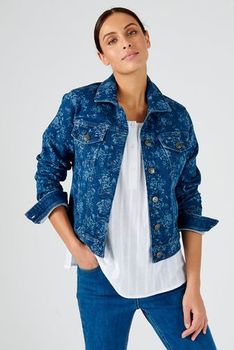 Veste en jean imprimé fleuri