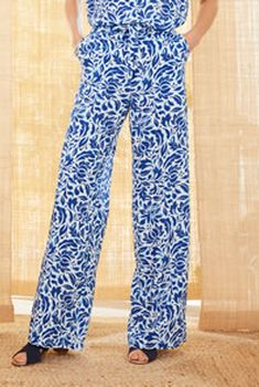 Pantalon large fluide imprimé faïence Climatyl®
