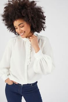 Chemisier esprit jabot brodé