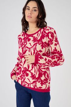 Pull jacquard maille poilue