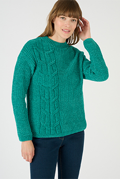 Pull maille chenille torsadée recyclée*