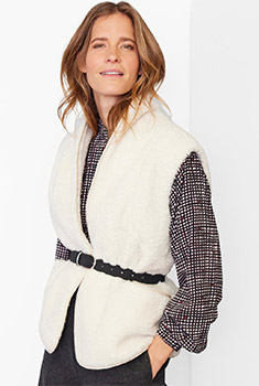 Veste sans manches maille bouclette douce