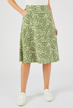 Jupe maille crêpe stretch recyclée* imprimé végétal