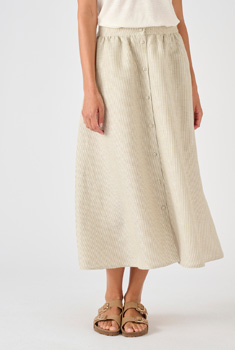 Jupe rayée mélange lin et viscose