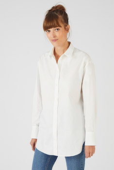 Maxi-chemise popeline unie