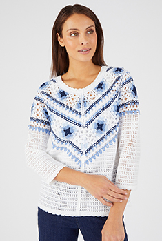 Pull maille crochet colorée