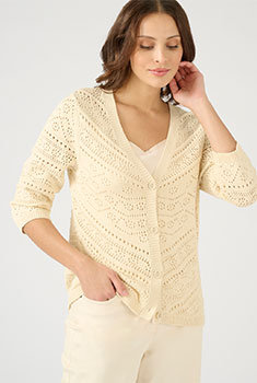 Gilet maille ajourée manches 3/4