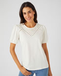 T-shirt empiècement broderie anglaise
