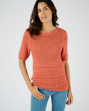 Pull maille fantaisie pur coton