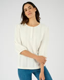 Top maille jacquard stretch ajourée et brodée