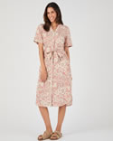 Robe boutonnée mélange lin