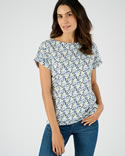T-shirt flammé imprimé végétal