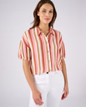 Chemisier rayé en tissu créponné pure viscose