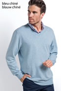 Pull col V coton et soie