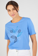 T-shirt maille jersey motif feuillage