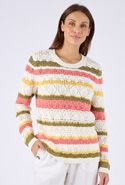Pull maille ajourée rayé
