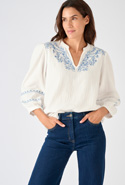 Blouse brodée en gaze de coton