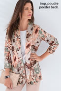 Veste ouverte tissu crêpe fleuri