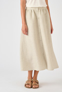 Jupe rayée mélange lin et viscose
