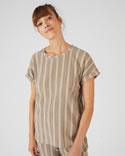 Tee-shirt en maille texturée rayée
