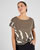 T-shirt maille crêpe motif feuillage