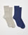 Lot de 2 paires de chaussettes maille côtelée coton biologique*