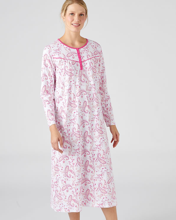 Chemise de nuit en pur coton peigné