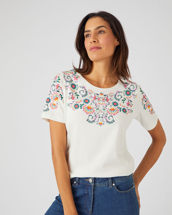 T-shirt impression reliefée pur coton