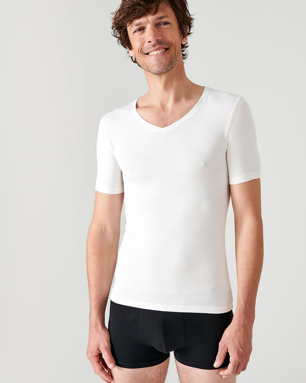 T-shirt manches courtes col V Thermolactyl Sensitive