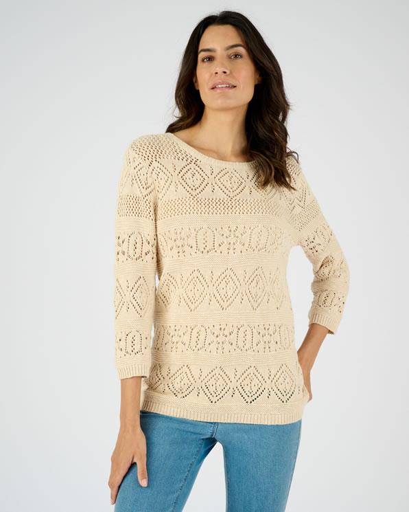 Pull maille ajourée effet crochet