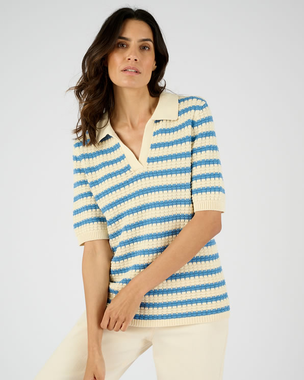 Pull col polo rayé